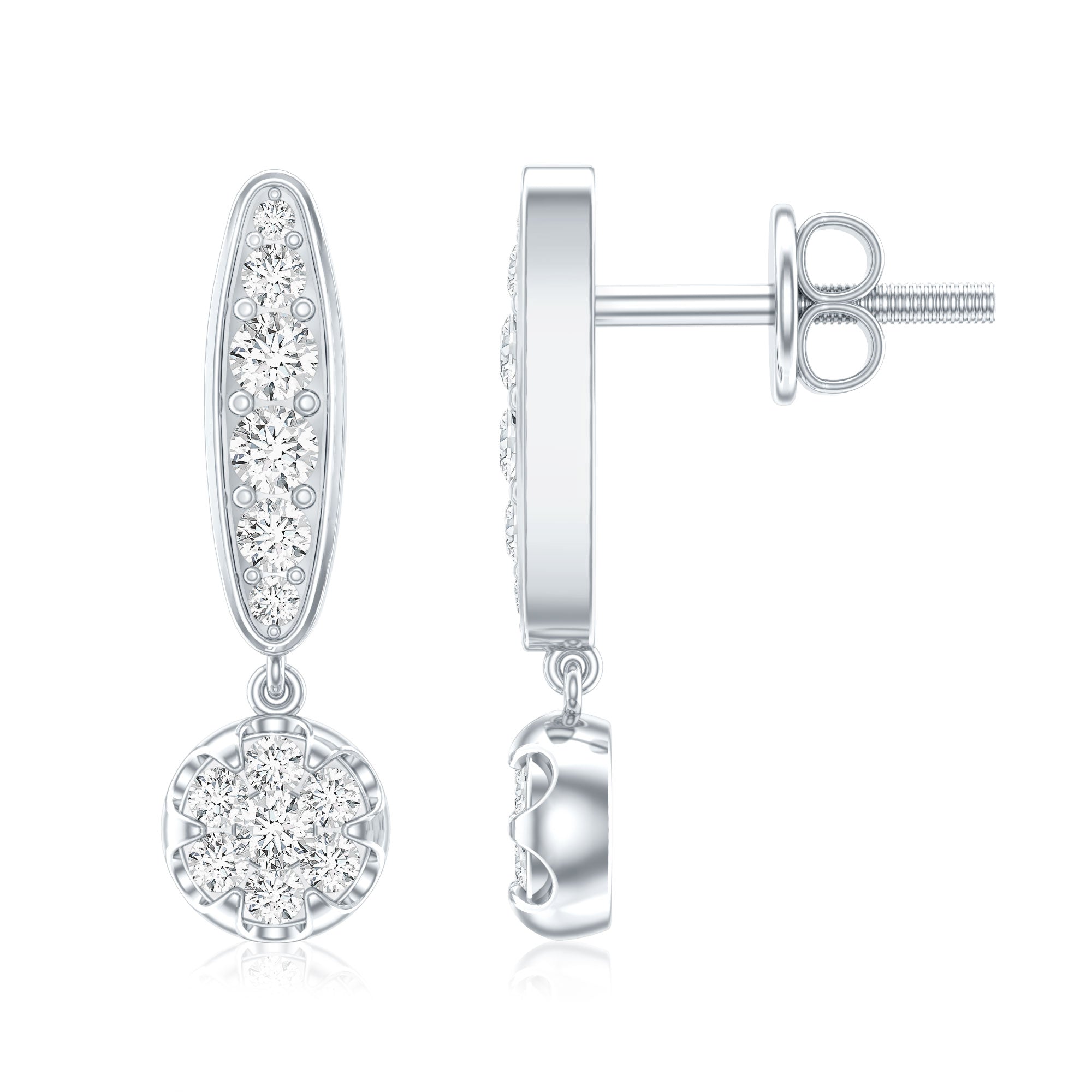 Real Diamond Bar Drop Earrings for Women Natural - ( HI-SI ) - Rosec Jewels