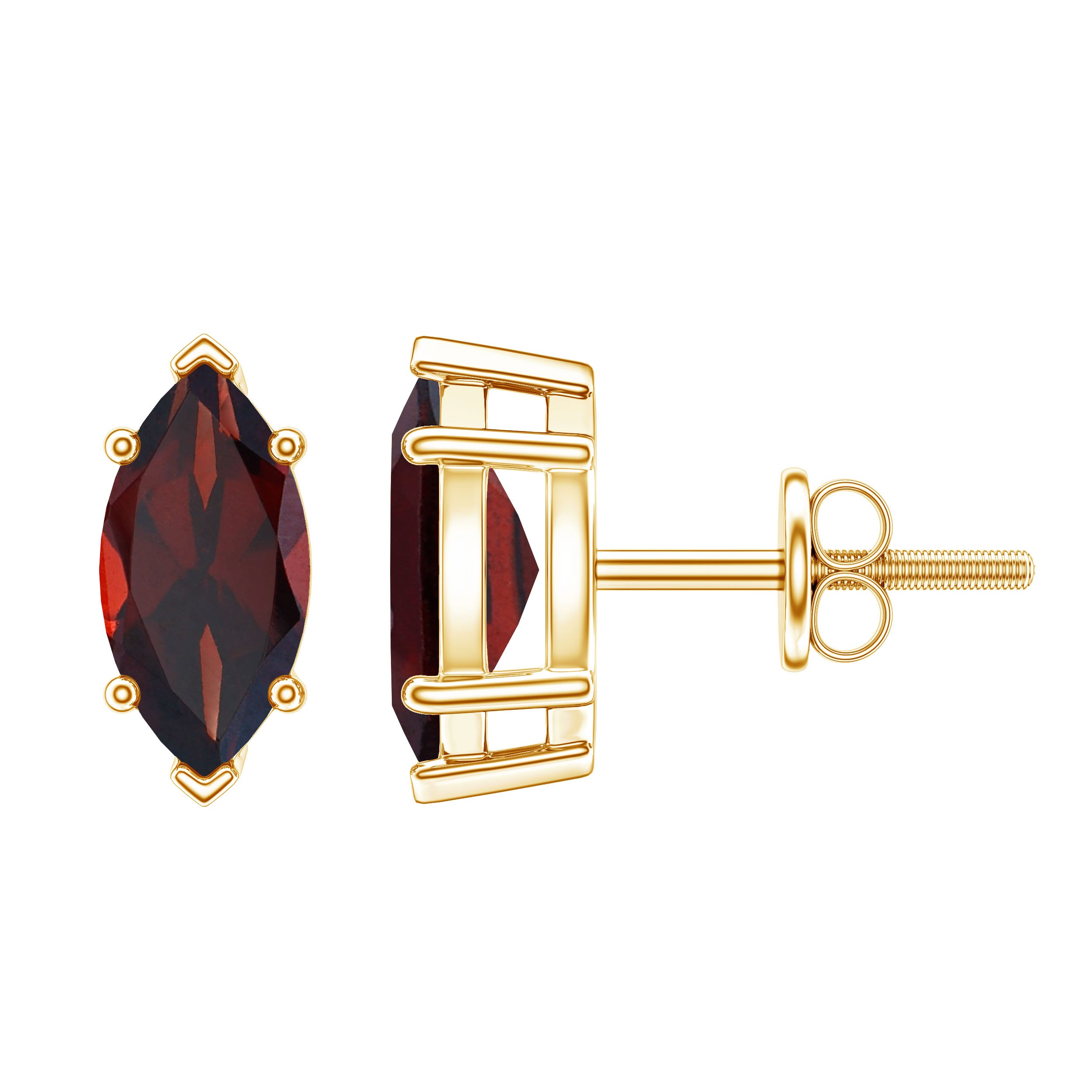 1.5 Carat Marquise Shape Garnet Solitaire Stud Earrings AAA - Rosec Jewels