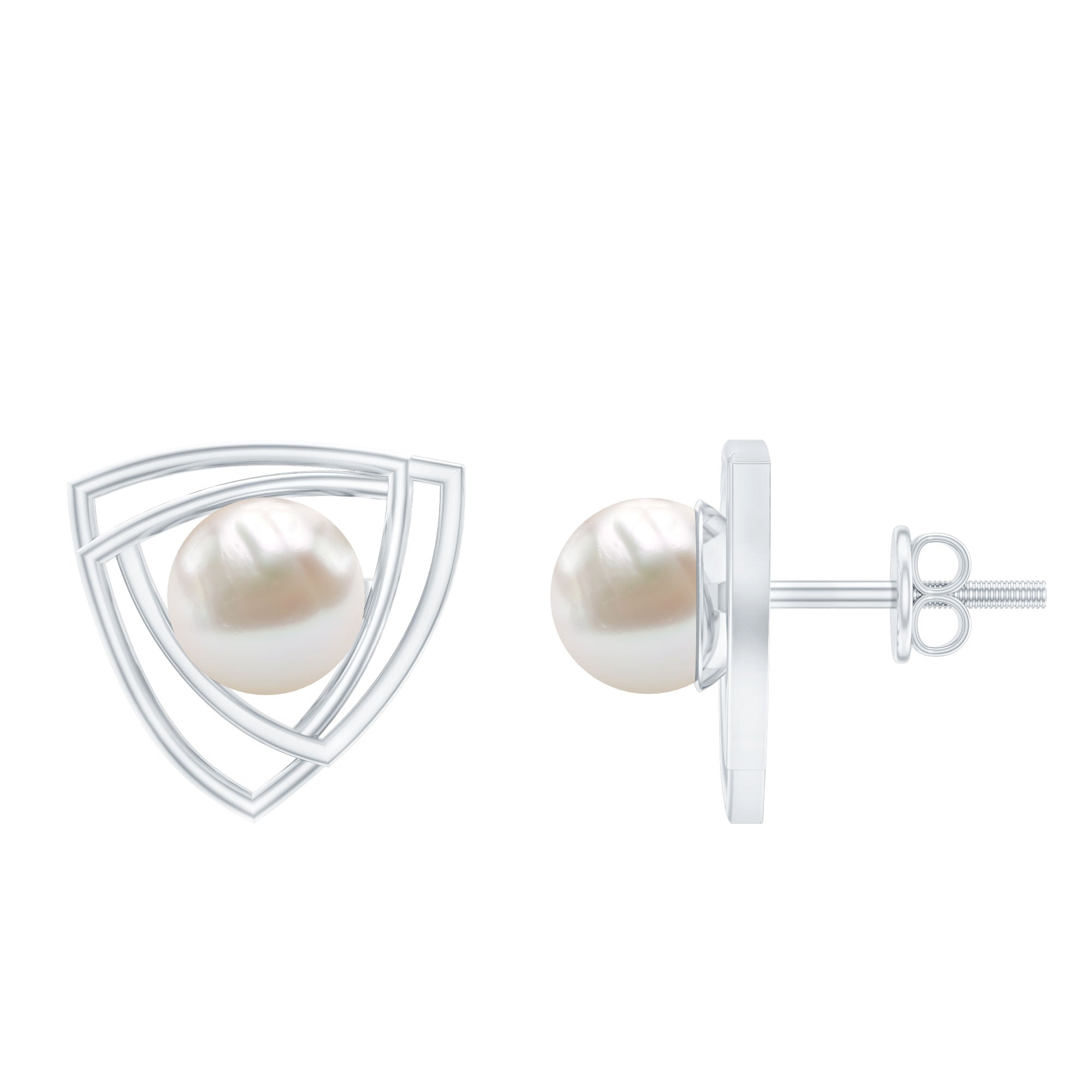 Round Shape Freshwater Pearl Statement Stud Earrings