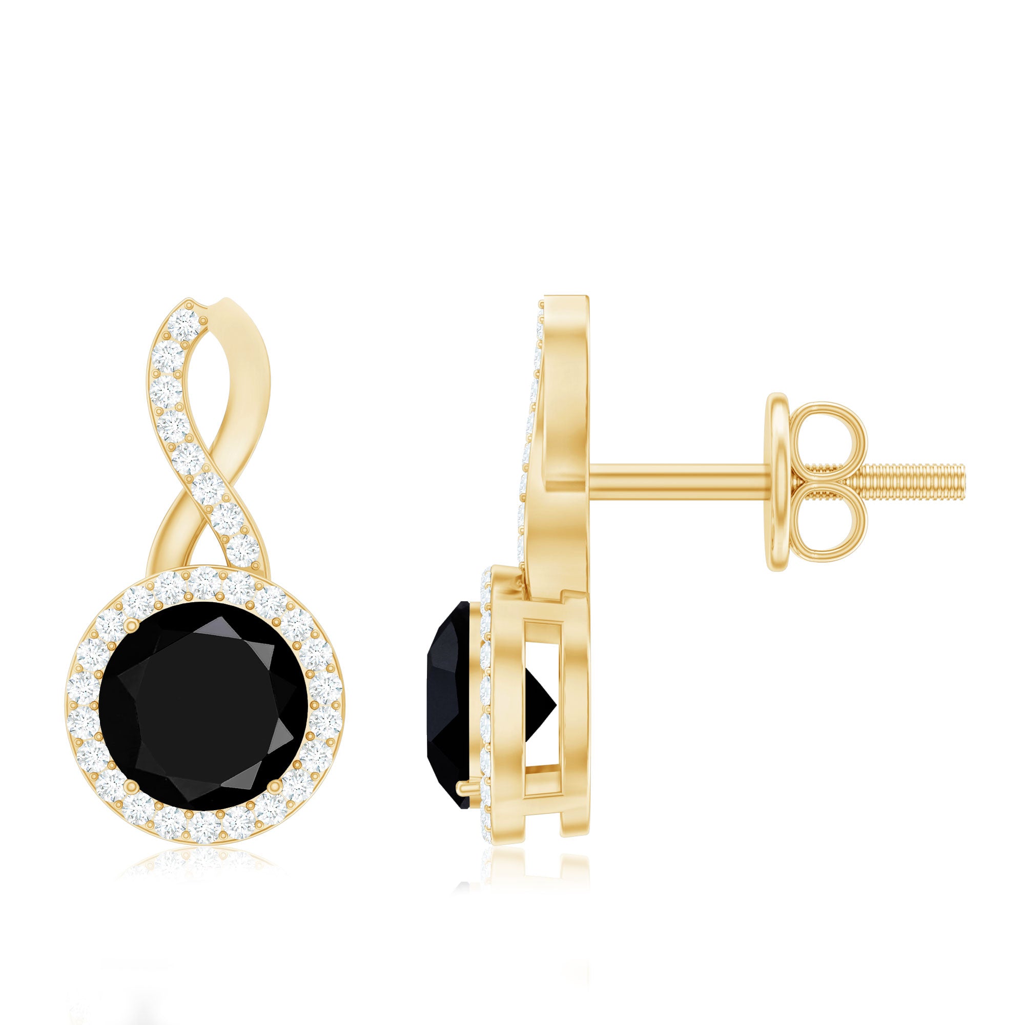 2 Carat Lab Grown Black and White Diamond Infinity Stud Earrings AAAA ( Synthetic ) - Rosec Jewels