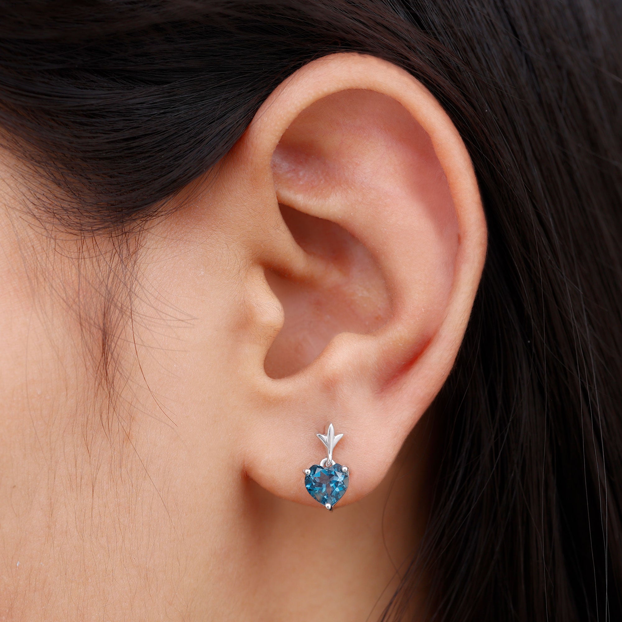 4 Carat London Blue Topaz Heart Drop Earrings for Women AAA - Rosec Jewels
