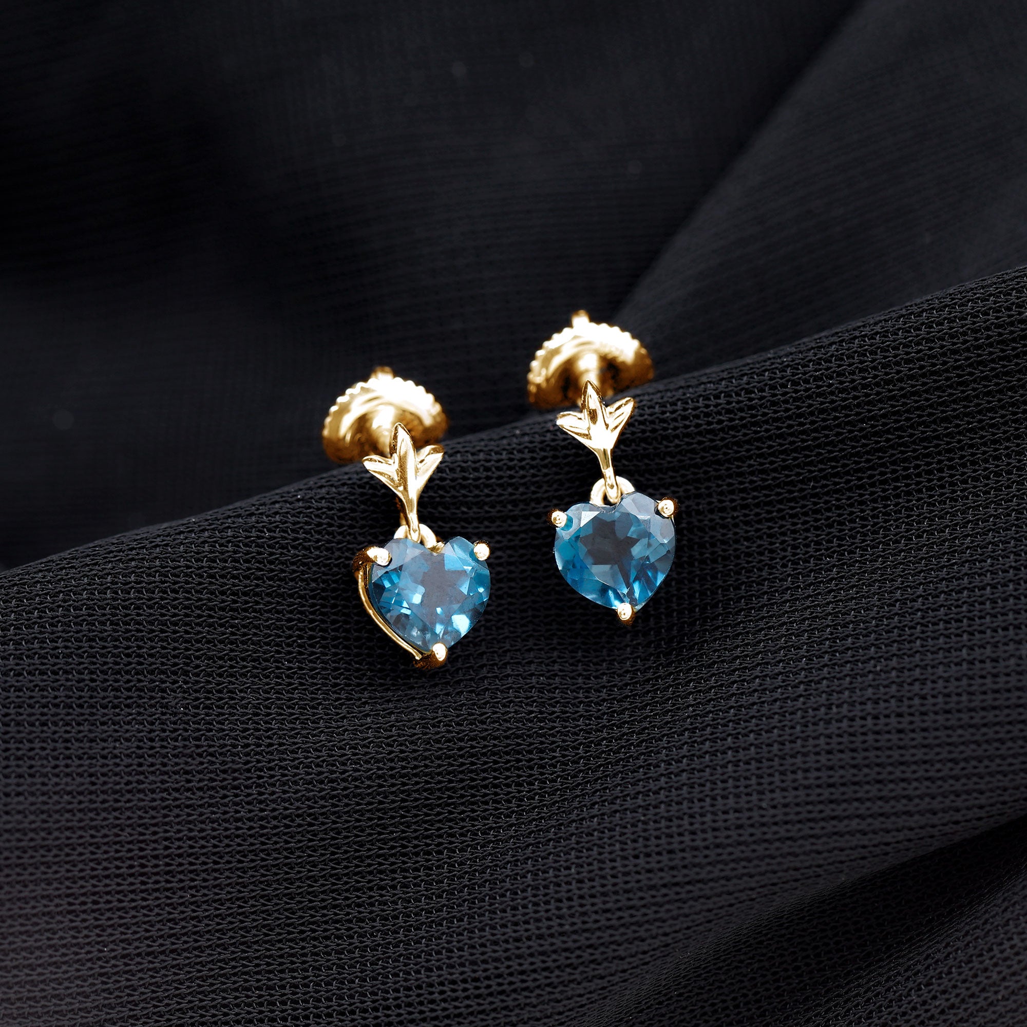 4 Carat London Blue Topaz Heart Drop Earrings for Women AAA - Rosec Jewels