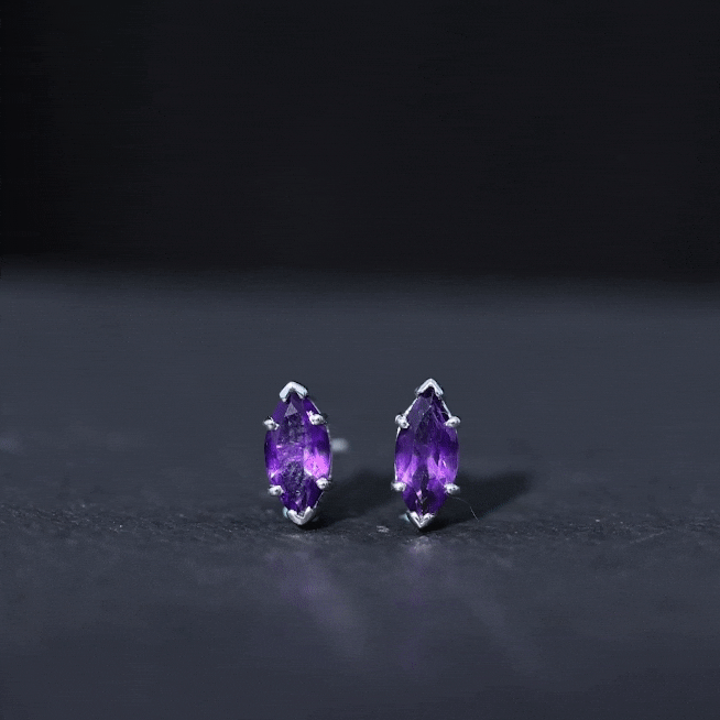 1.48 Carat Marquise Cut Amethyst Solitaire Stud Earrings AAA - Rosec Jewels