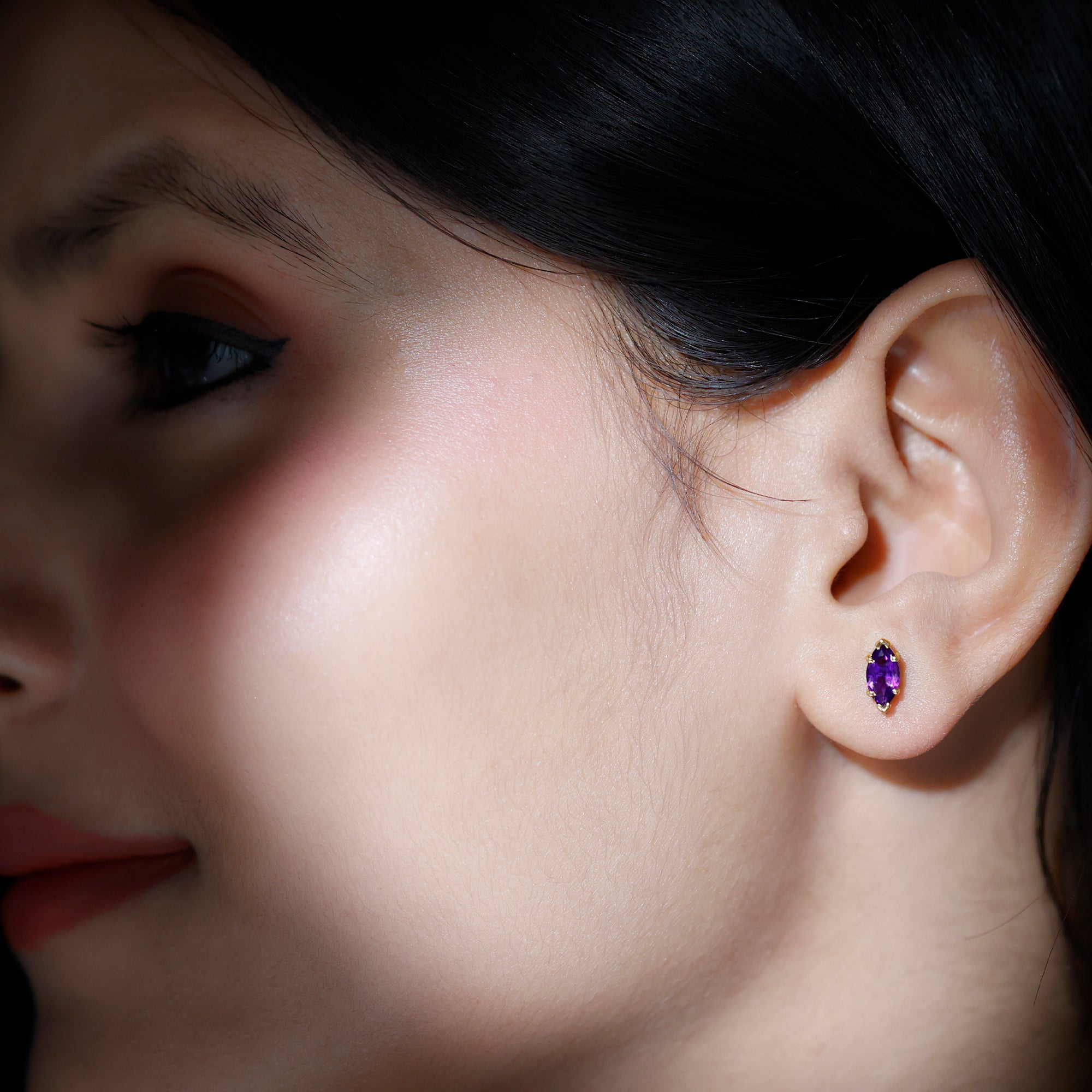 1.48 Carat Marquise Cut Amethyst Solitaire Stud Earrings AAA - Rosec Jewels