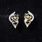 1/2 CT Heart Shape Black Onyx and Moissanite Cat Stud Earrings Black Onyx - ( AAA ) - Quality - Rosec Jewels