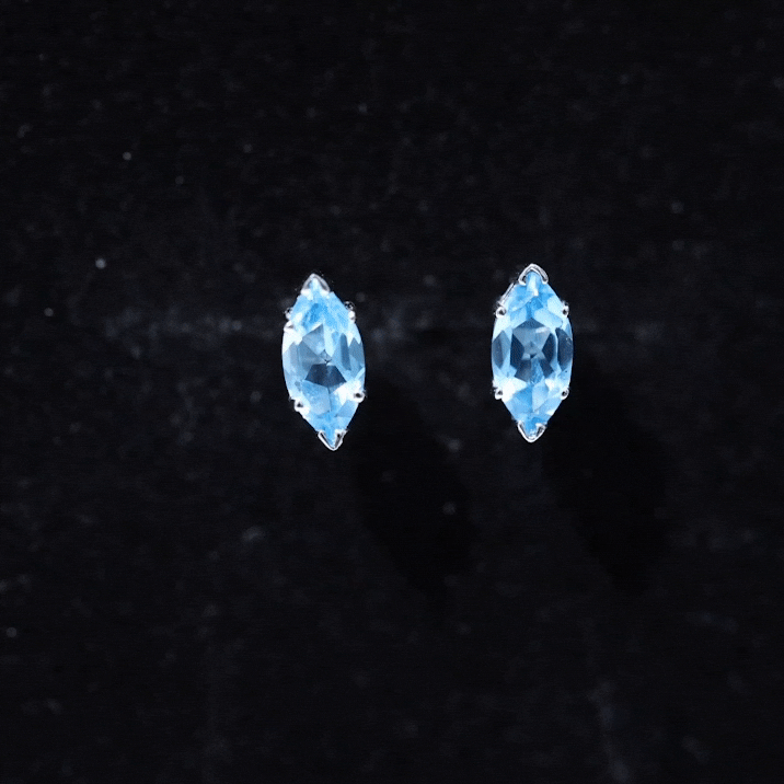 Marquise Cut Swiss Blue Topaz Solitaire Stud Earrings Swiss Blue Topaz - ( AAA ) - Quality - Rosec Jewels