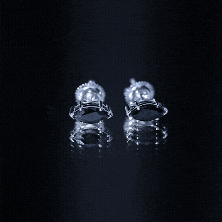 1.5 CT Marquise Black Spinel Solitaire Stud Earrings AAA - Rosec Jewels