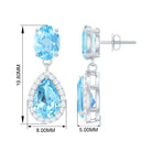 4.5 CT Aquamarine and Moissanite Dangle Drop Earrings Aquamarine - ( AAA ) - Quality - Rosec Jewels