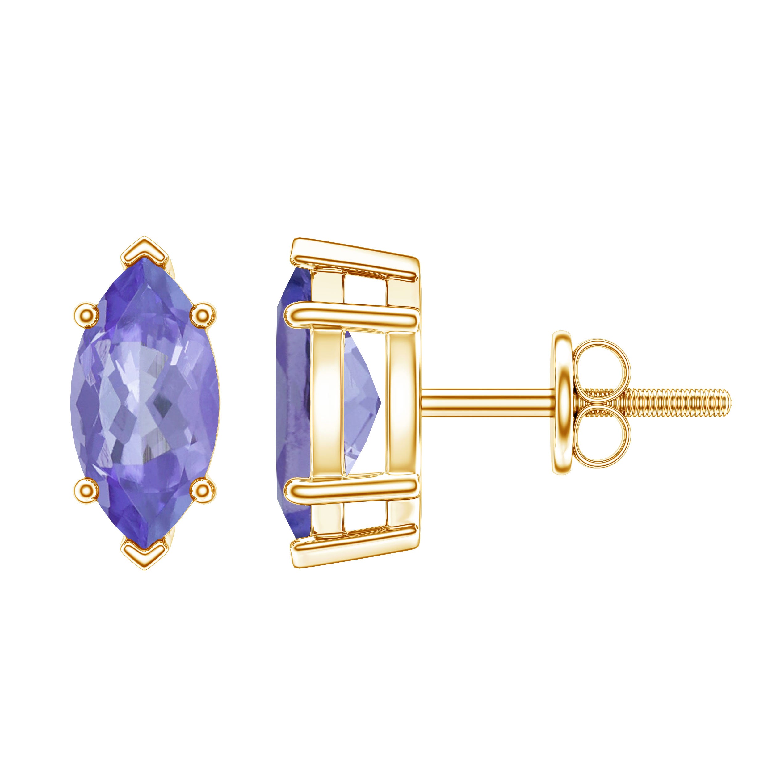 1.3 Carat Marquise Cut Tanzanite Solitaire Stud Earrings AAA - Rosec Jewels