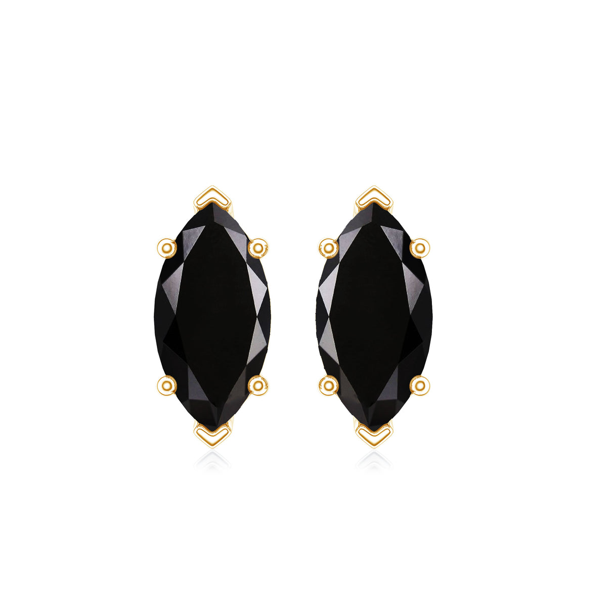 Genuine Black Onyx Marquise Stud Earrings with Certificate AAA - Rosec Jewels
