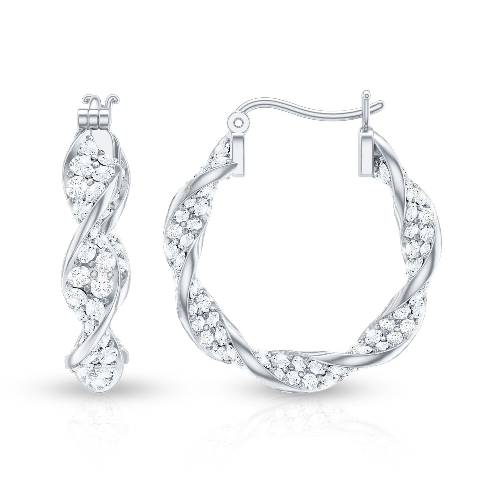 Certified Moissanite Big Hoop Earrings for Her D-VS1 - Rosec Jewels