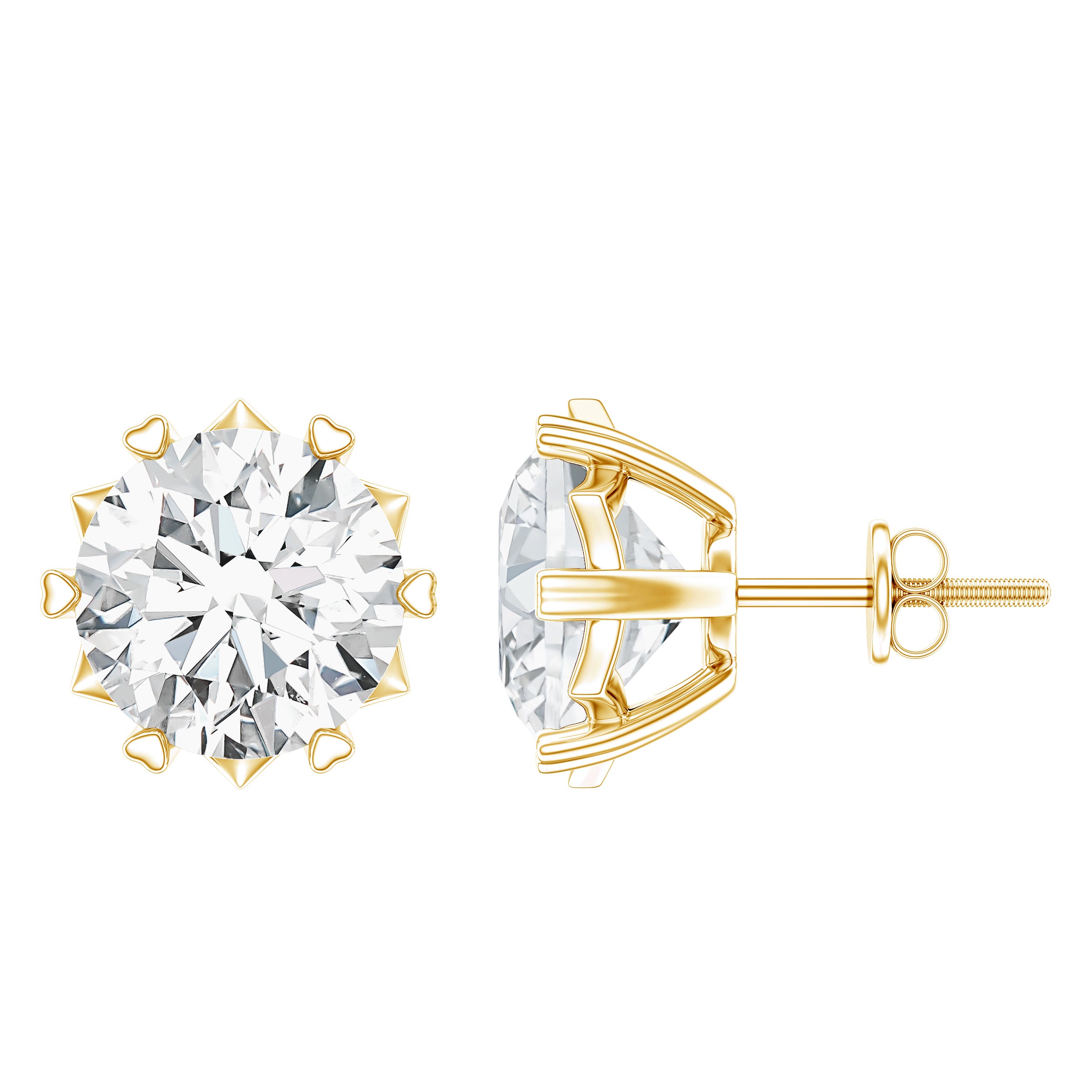 Brilliant Cut Moissanite Solitaire Stud Earrings in Decorative Setting D-VS1 - Rosec Jewels