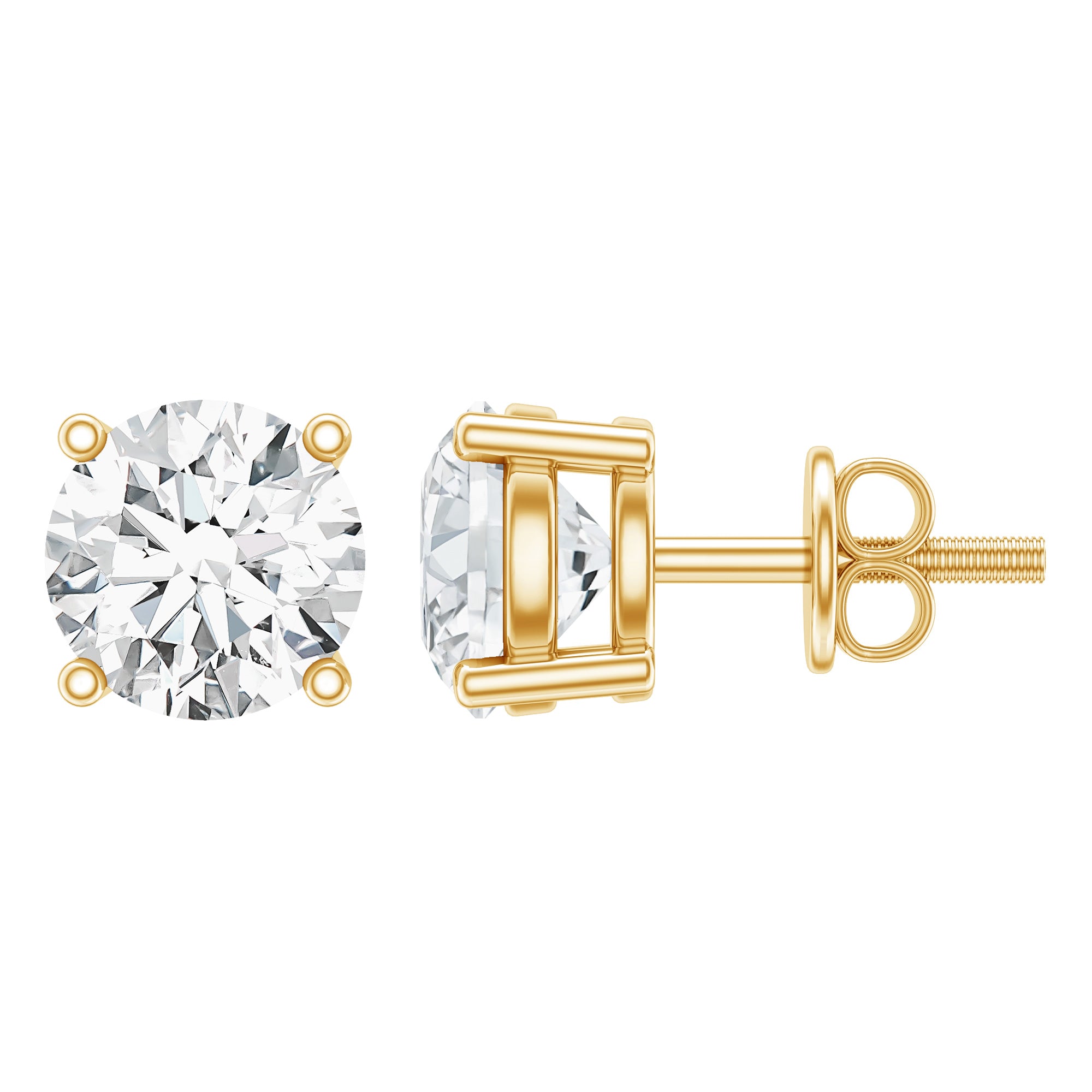 Solitaire 2 CT Lab Grown Diamond Stud Earrings with Screw Back Lab - ( EF-VS ) - Rosec Jewels