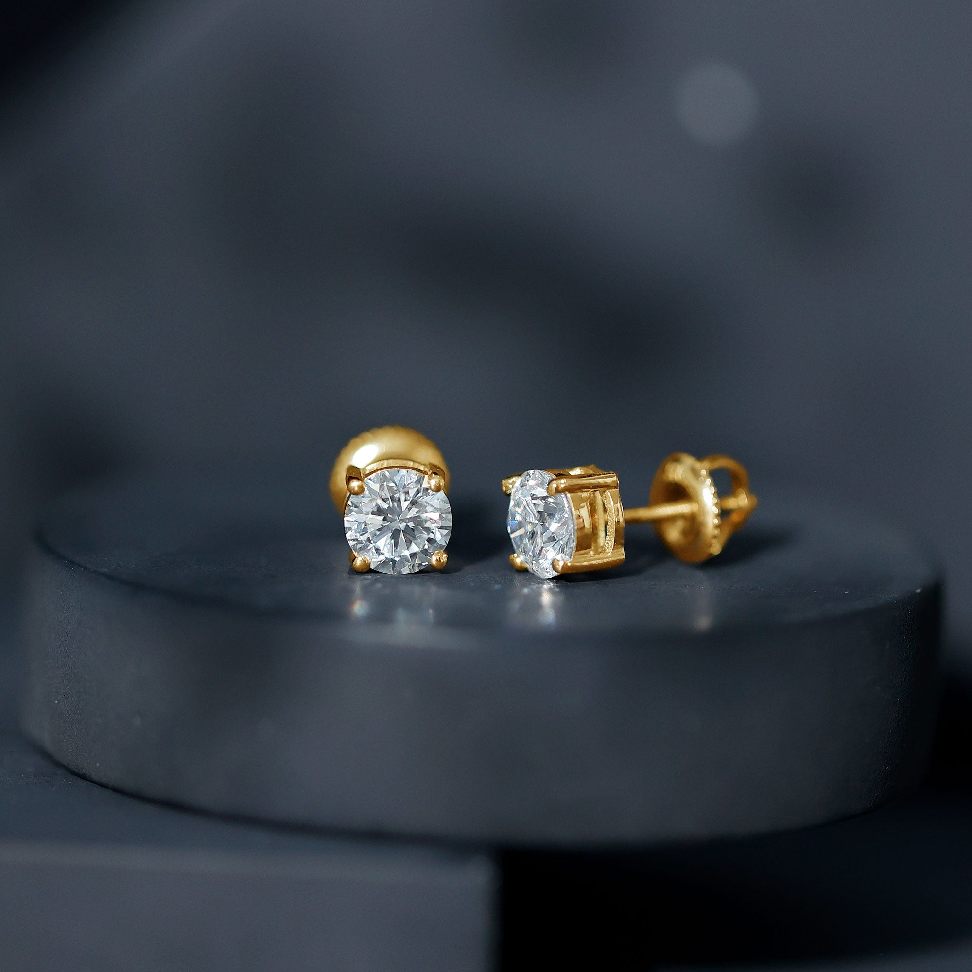 Solitaire 2 CT Lab Grown Diamond Stud Earrings with Screw Back Lab - ( EF-VS ) - Rosec Jewels