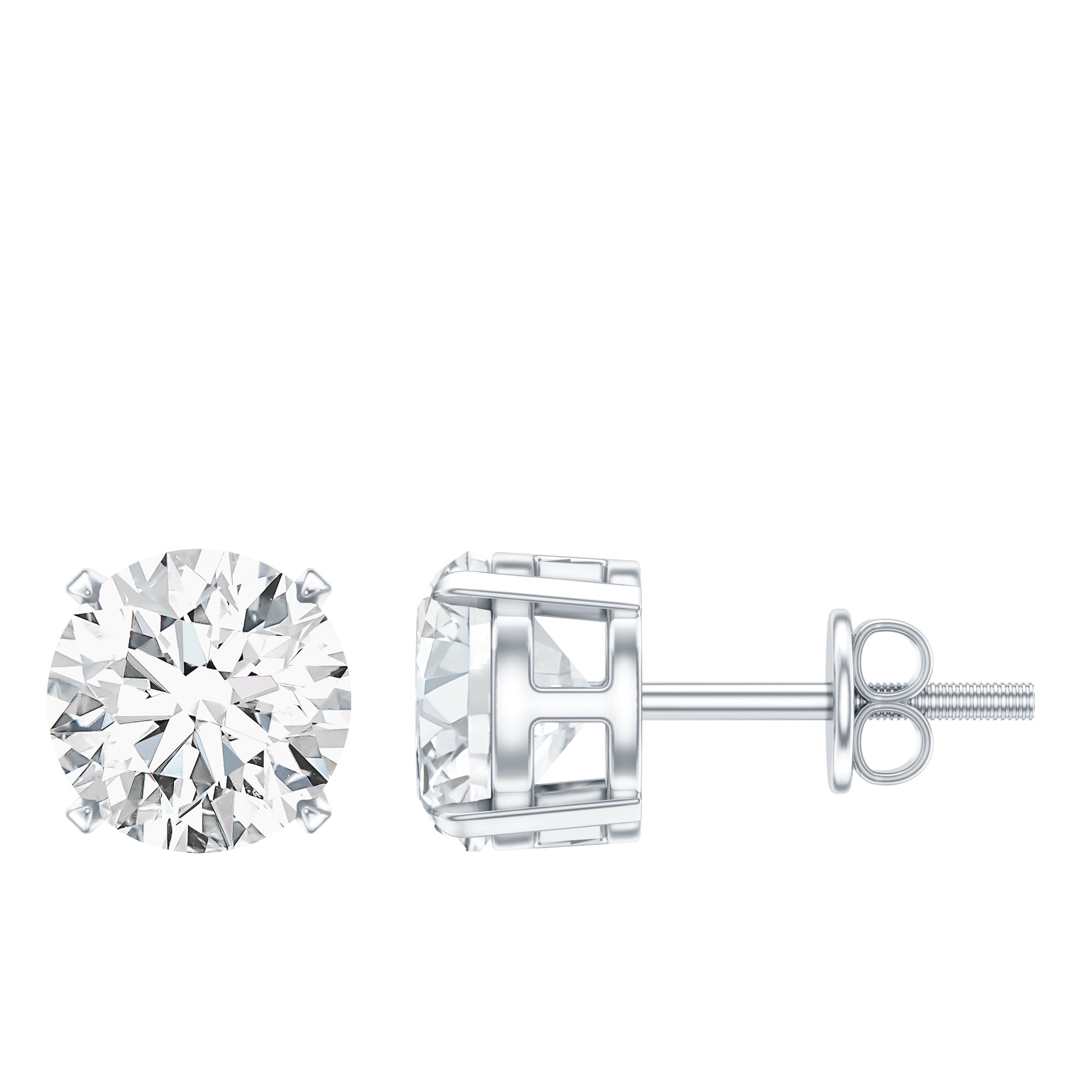 Round Cut 2.5 CT Lab Grown Diamond Solitaire Stud Earrings Lab - ( EF-VS ) - Rosec Jewels