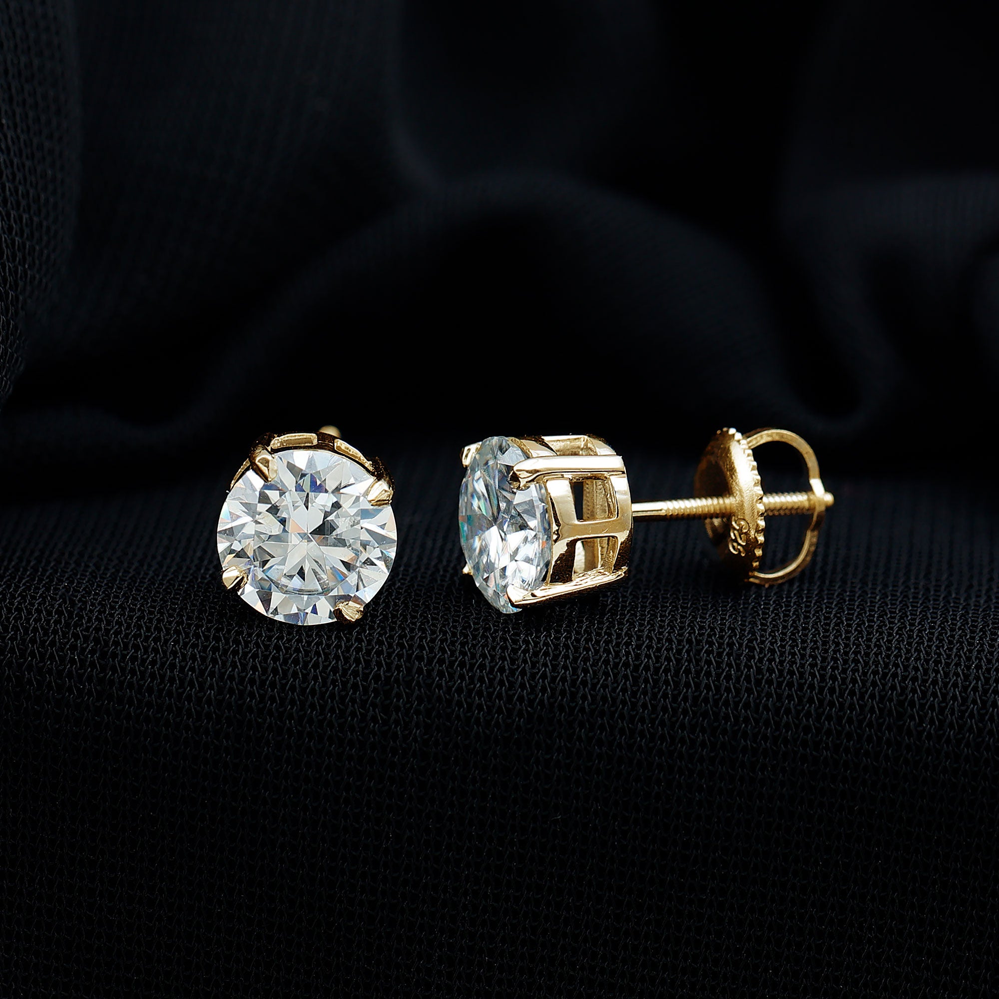 Round Cut 2.5 CT Lab Grown Diamond Solitaire Stud Earrings Lab - ( EF-VS ) - Rosec Jewels