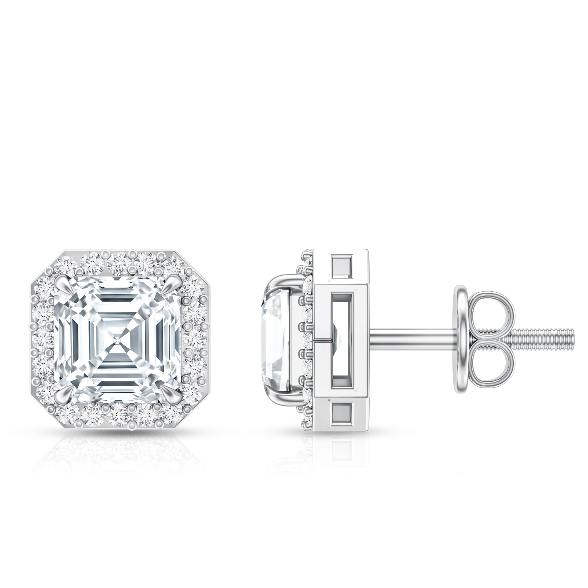Certified 1.4 Carat Asscher Cut Lab Grown Diamond Studs Lab - ( EF-VS ) - Rosec Jewels