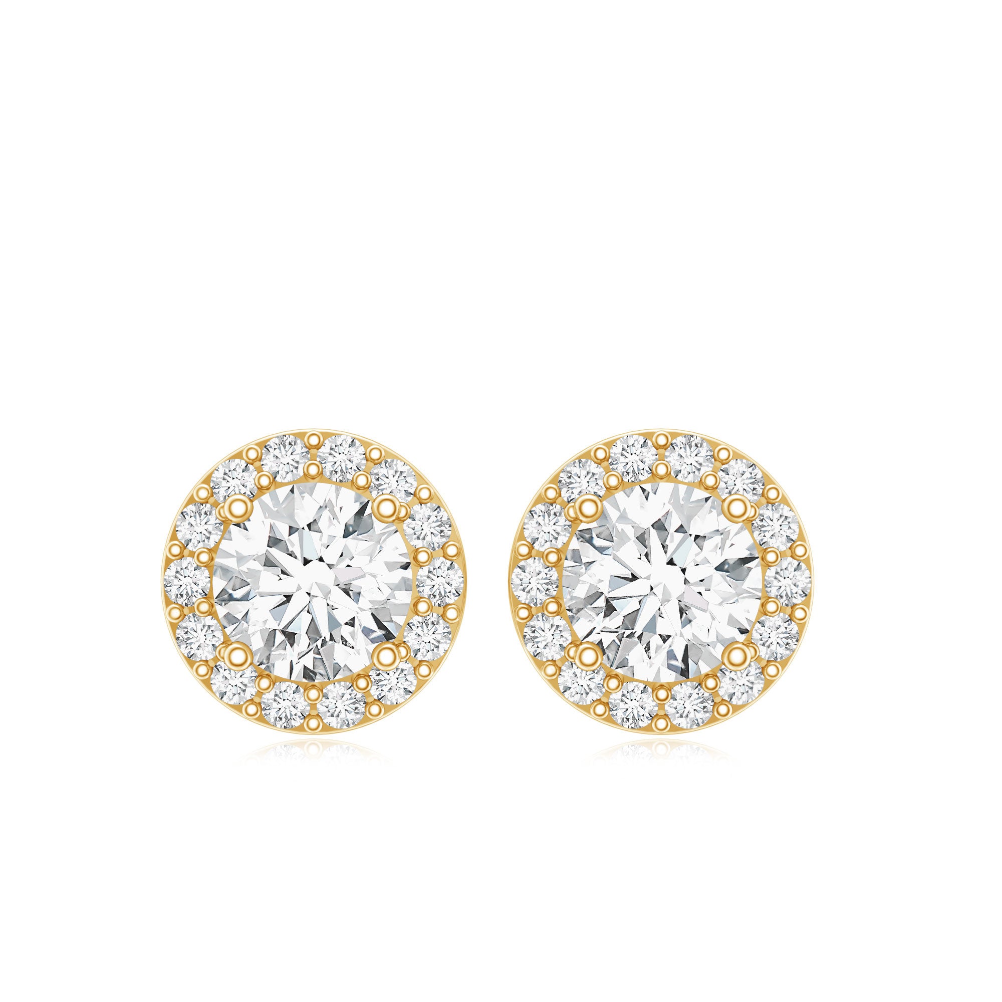 Certified Round Moissanite Halo Stud Earrings D-VS1 - Rosec Jewels