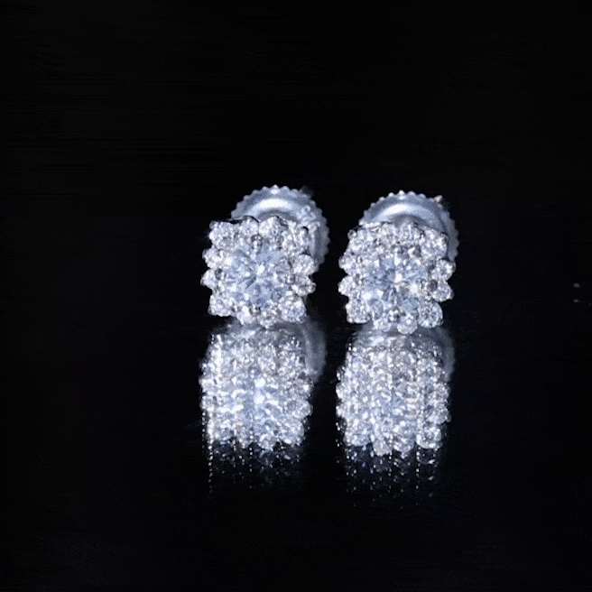 Classic Moissanite Stud Earrings with Halo D-VS1 - Rosec Jewels