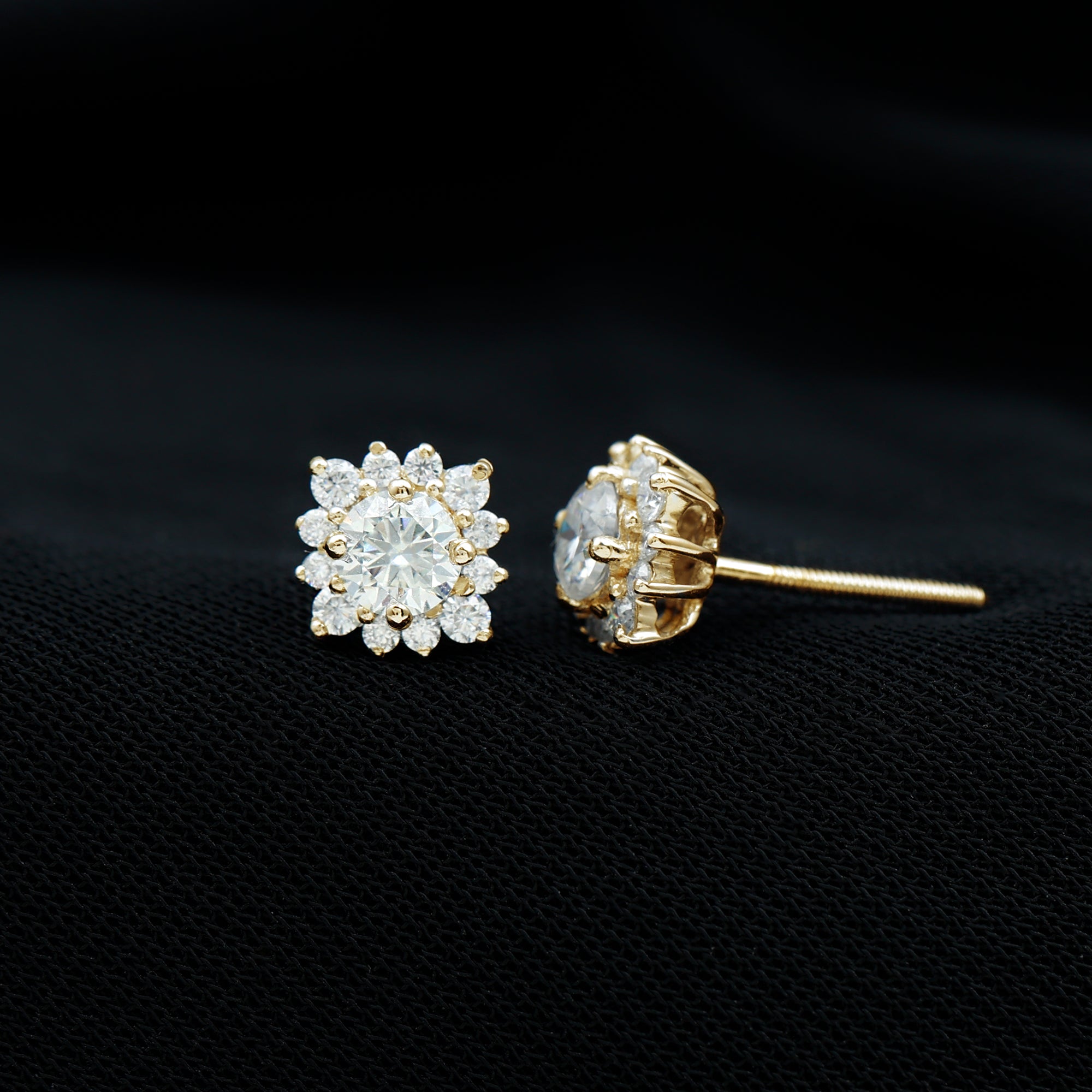 Classic Moissanite Stud Earrings with Halo D-VS1 - Rosec Jewels