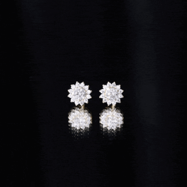 Certified Round Cut Moissanite Halo Stud Earrings for Women D-VS1 - Rosec Jewels