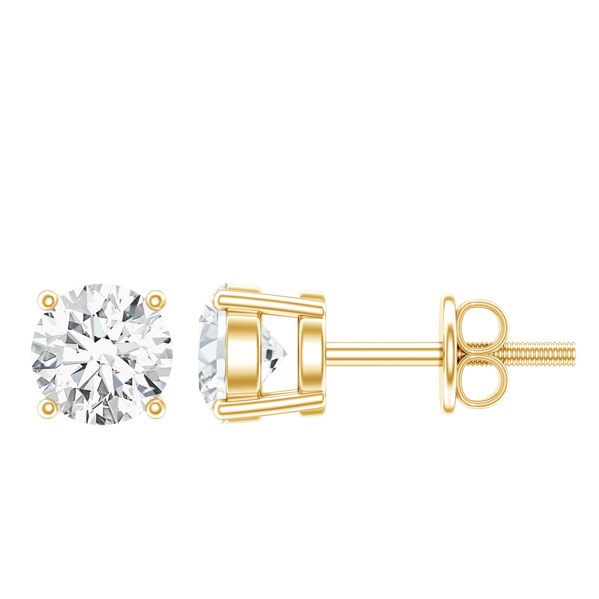 5 MM Round Moissanite Solitaire Screw Back Stud Earrings D-VS1 - Rosec Jewels