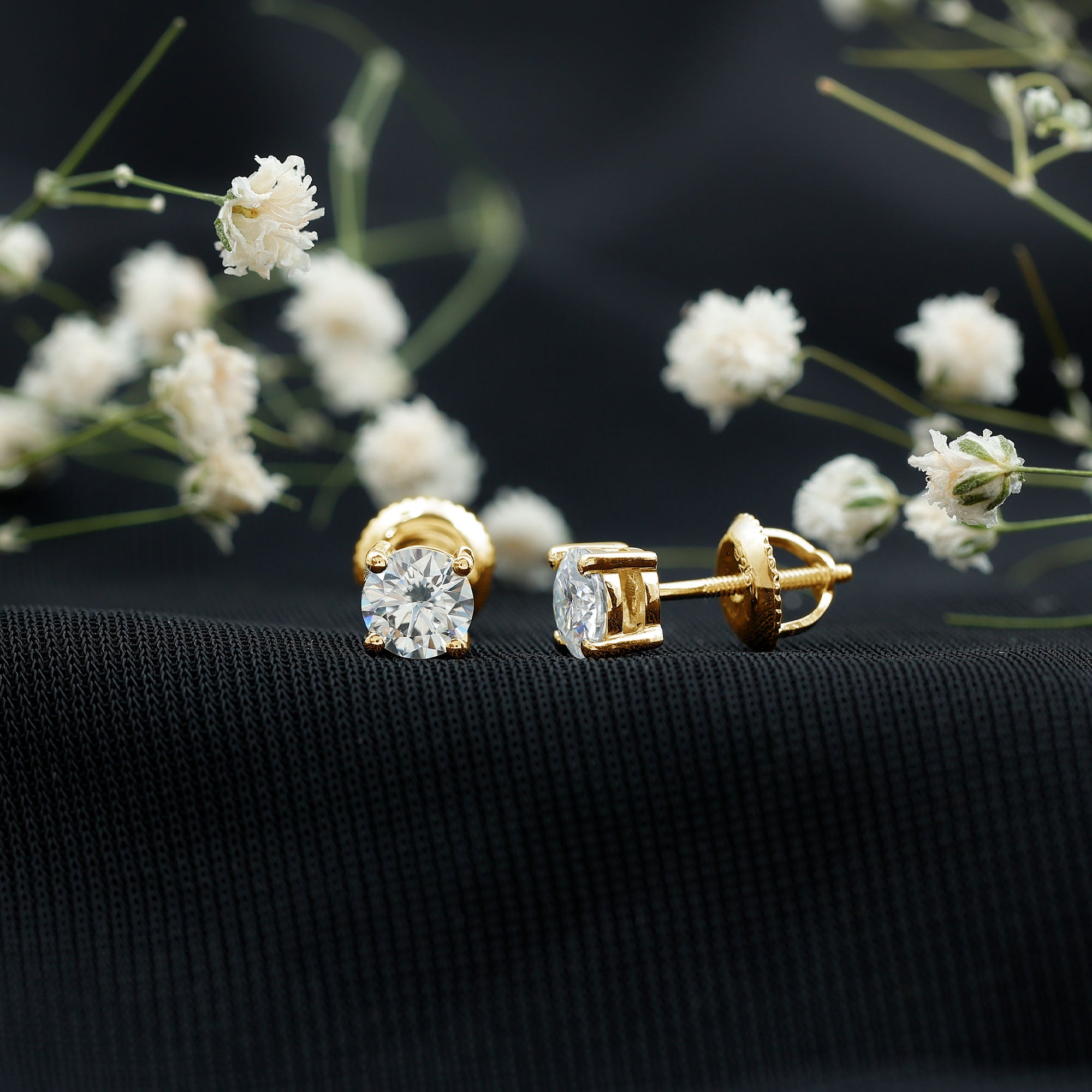5 MM Round Moissanite Solitaire Screw Back Stud Earrings D-VS1 - Rosec Jewels