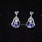 Heart Drop Earring with Tanzanite and Diamond Tanzanite - ( AAA ) - Quality - Rosec Jewels
