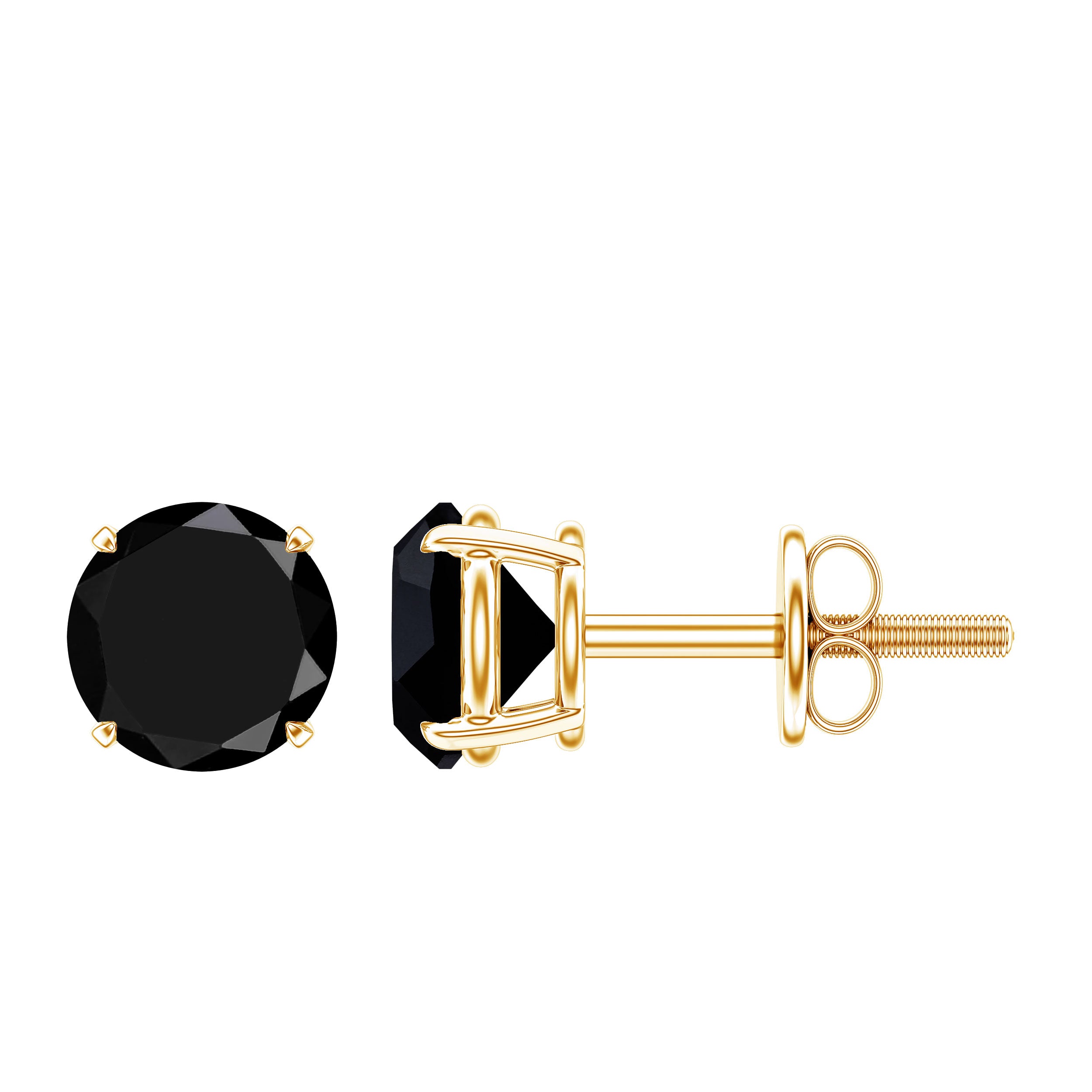 Natural Black Onyx Stud Earrings for Everyday AAA - Rosec Jewels
