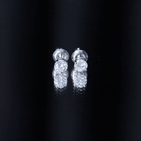 Round Moissanite 1 Carat Stud Earrings with Screw Back D-VS1 - Rosec Jewels