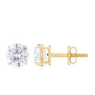 1 CT Round Shape Moissanite Solitaire Stud Earrings with Screw Back Moissanite - ( D-VS1 ) - Color and Clarity - Rosec Jewels
