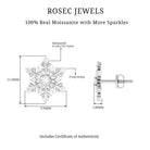 0.75 CT Certified Moissanite Snowflake Stud Earrings in Silver Moissanite - ( D-VS1 ) - Color and Clarity 92.5 Sterling Silver - Rosec Jewels
