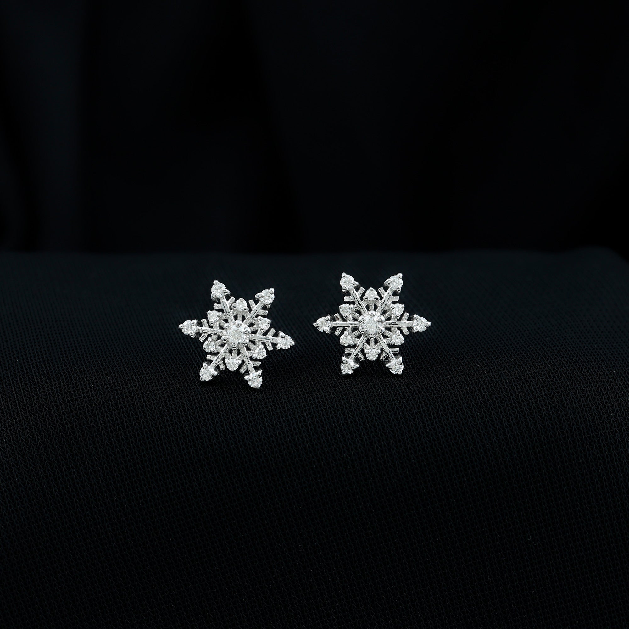 Certified Moissanite Snowflake Stud Earrings For Christmas D-VS1 - Rosec Jewels