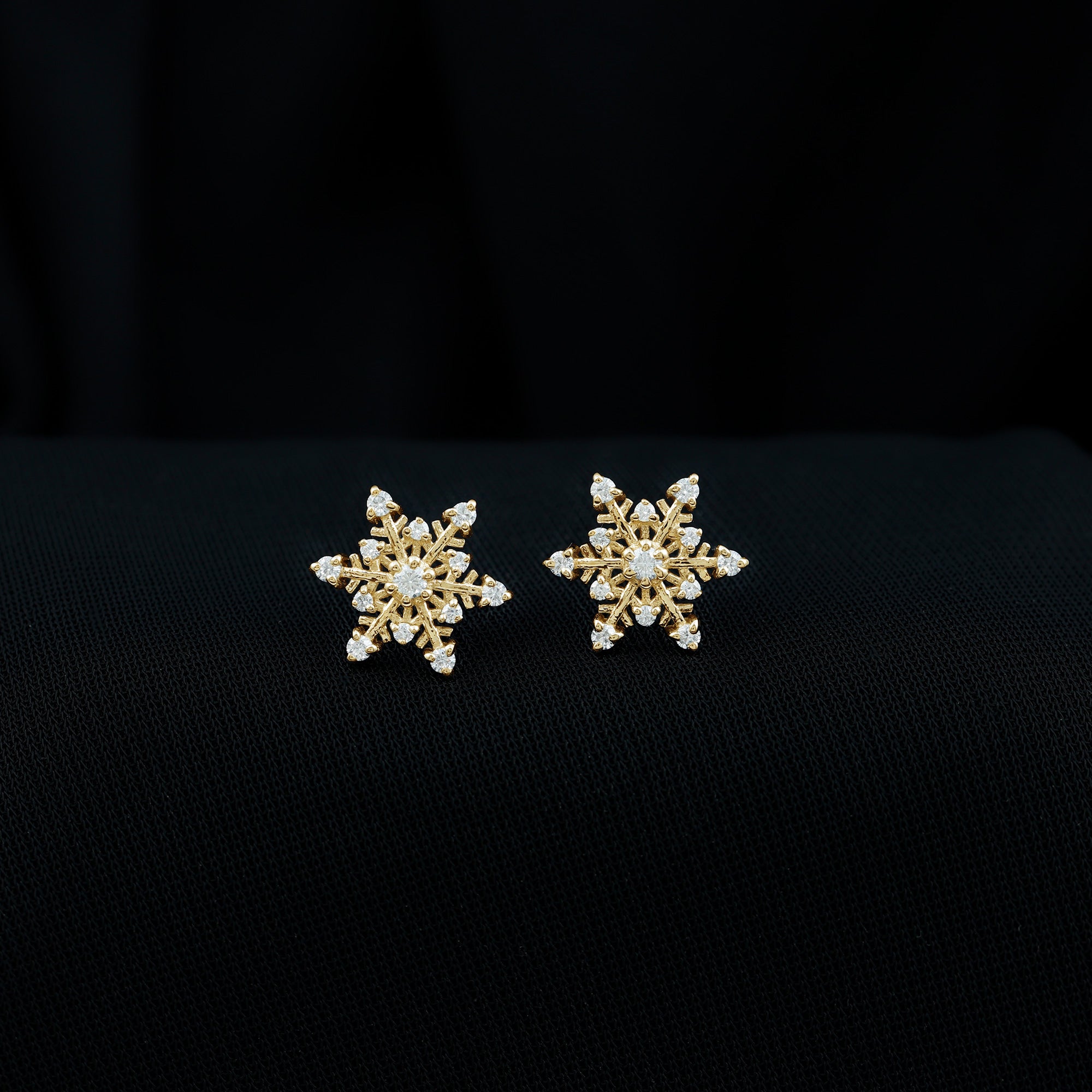 Certified Moissanite Snowflake Stud Earrings For Christmas D-VS1 - Rosec Jewels