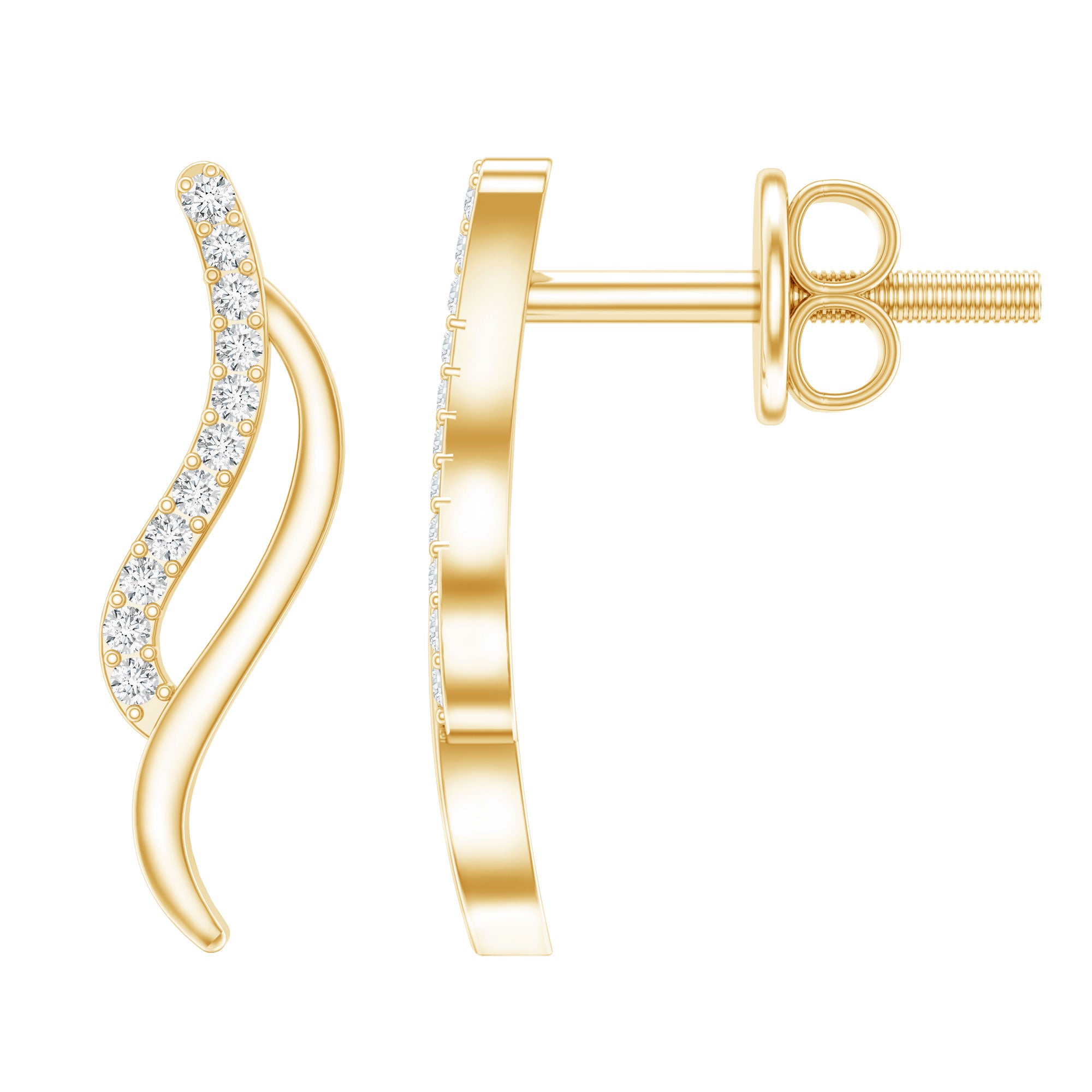 Prong Set Diamond Leaf Stud Earrings for Women Natural - ( HI-SI ) - Rosec Jewels