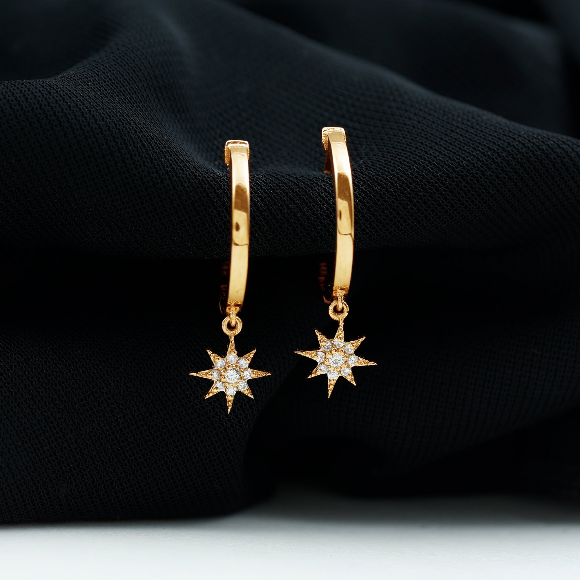 Certified Diamond Star Drop Earrings Natural - ( HI-SI ) - Rosec Jewels