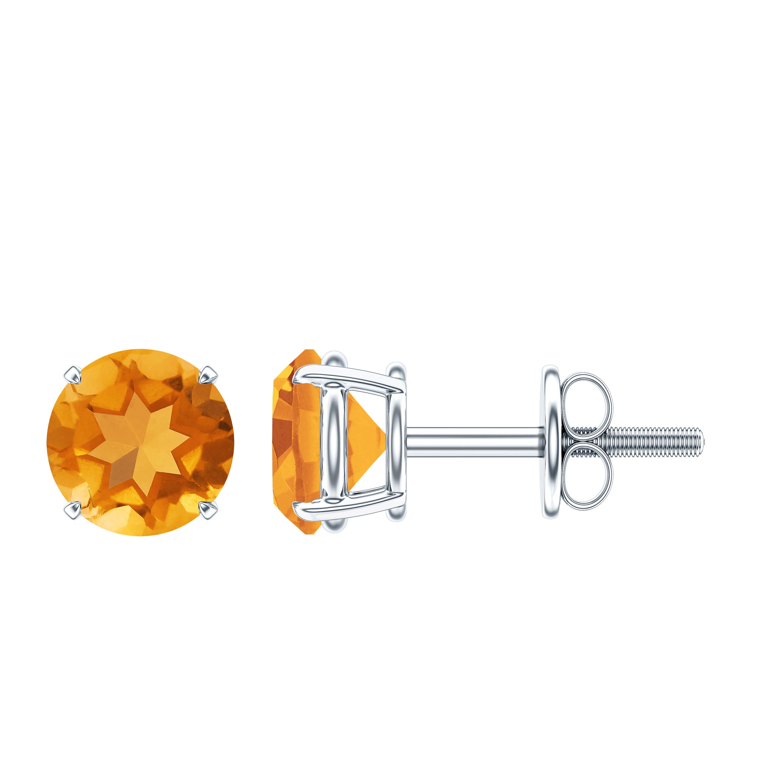 1 CT Round Cut Citrine Solitaire Stud Earrings with Certificate AAA - Rosec Jewels