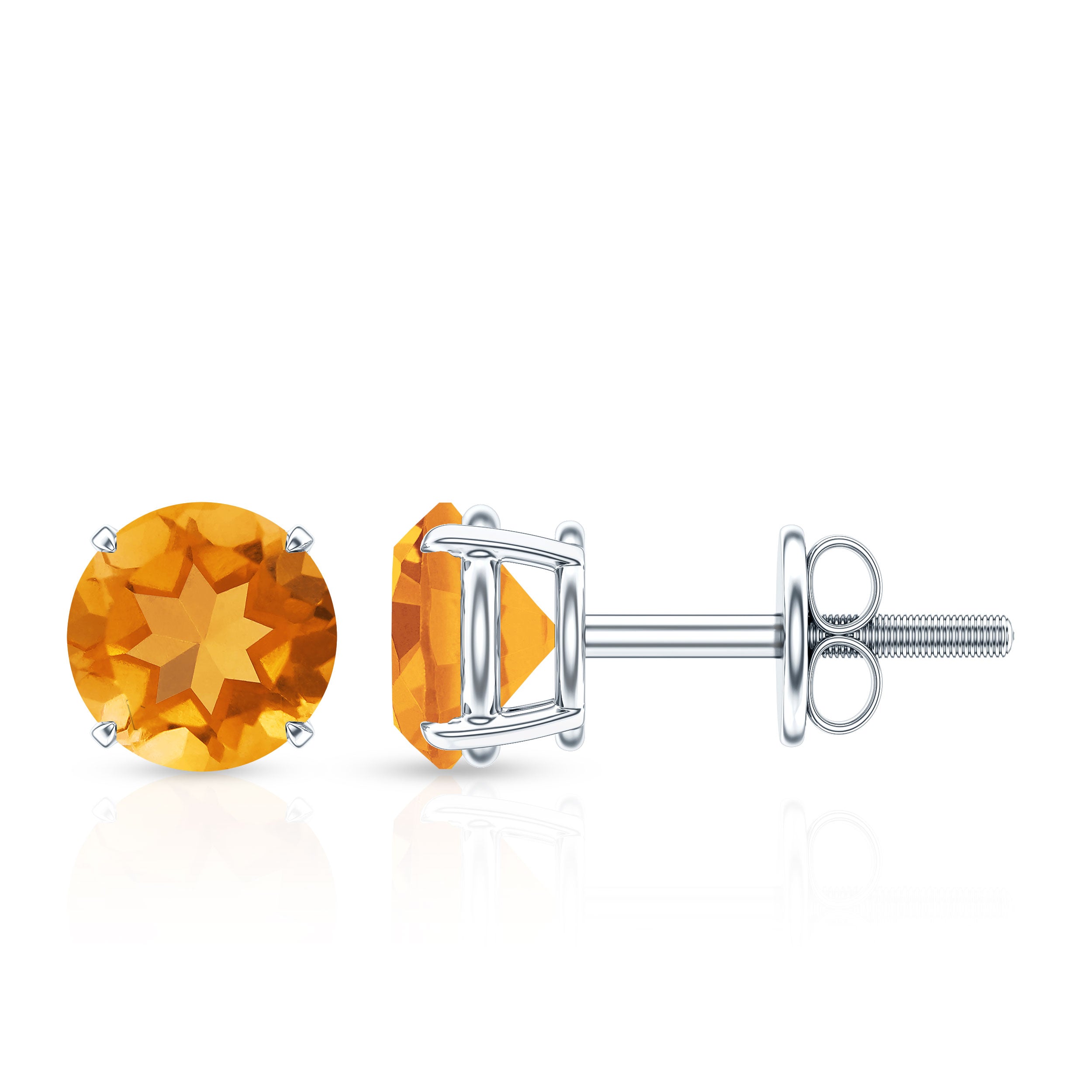 1 CT Round Cut Citrine Solitaire Stud Earrings with Certificate AAA - Rosec Jewels