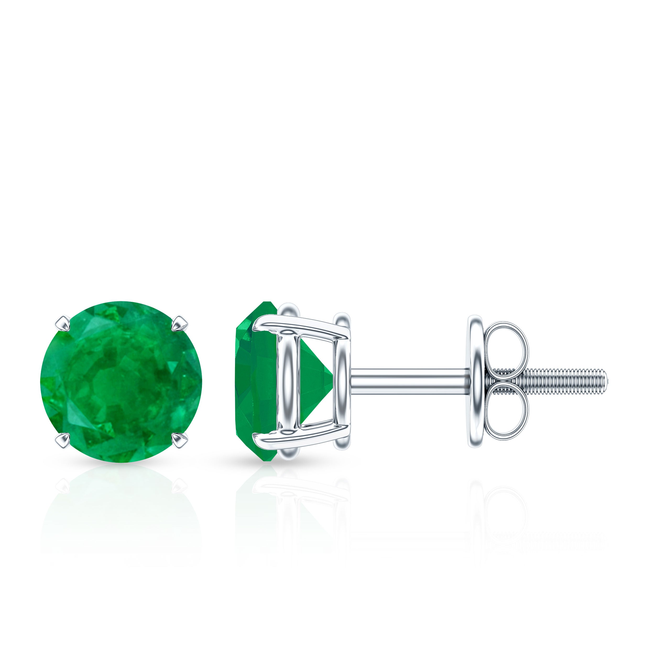 Natural Emerald Stud Earrings with Screw Back AAA - Rosec Jewels