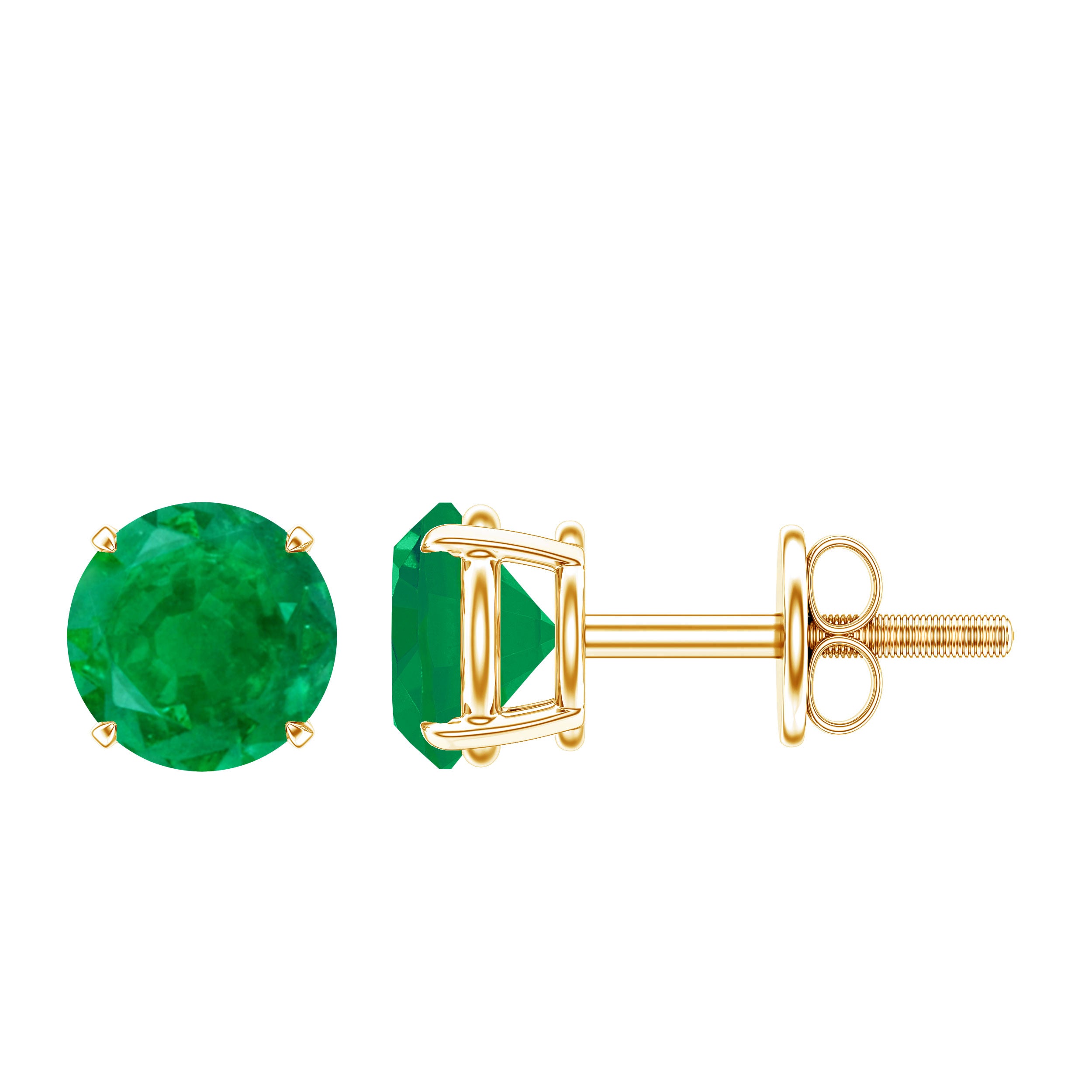 Natural Emerald Stud Earrings with Screw Back AAA - Rosec Jewels