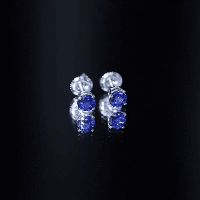 5MM Round Blue Sapphire Solitaire Stud Earrings in Claw Setting AAA - Rosec Jewels