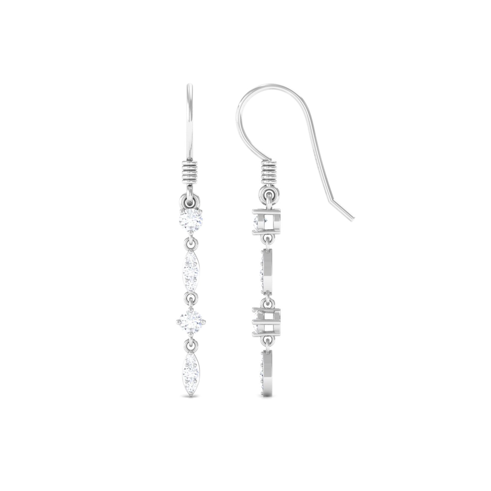 1/2 CT Natural Diamond Simple Dangle Earrings in Gold