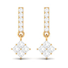 Princess and Round Cut Diamond Contemporary Dangle Earrings Diamond - ( HI-SI ) - Color and Clarity - Rosec Jewels