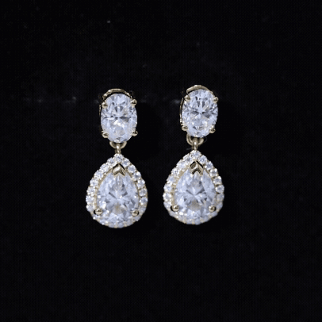 Certified Moissanite Teardrop Bridal Earrings D-VS1 - Rosec Jewels