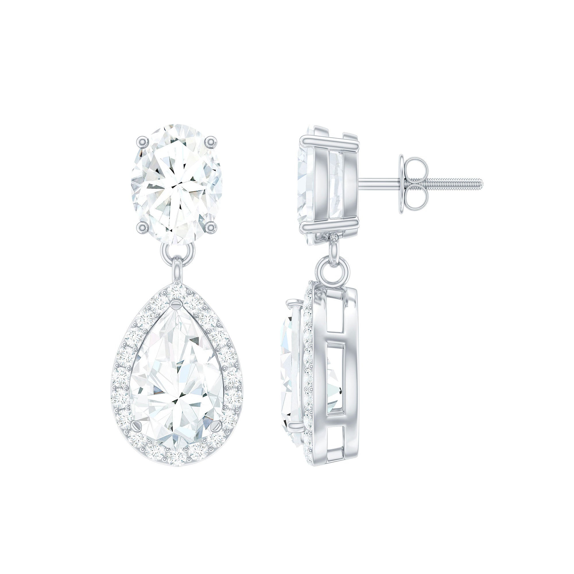 Certified Moissanite Teardrop Bridal Earrings D-VS1 - Rosec Jewels