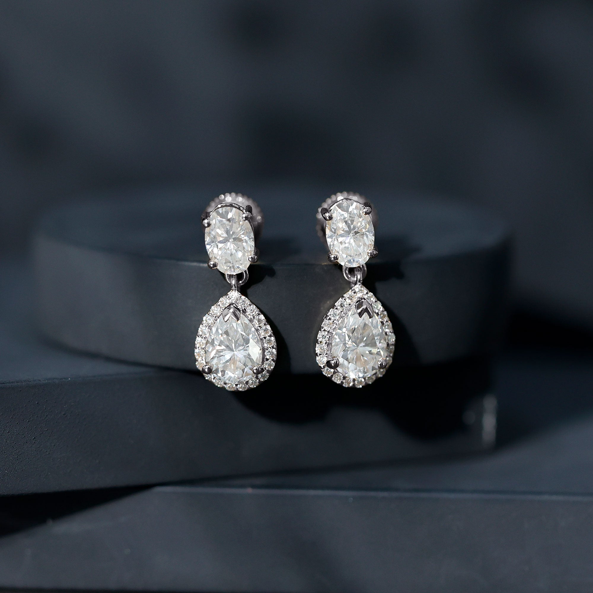 Certified Moissanite Teardrop Bridal Earrings D-VS1 - Rosec Jewels