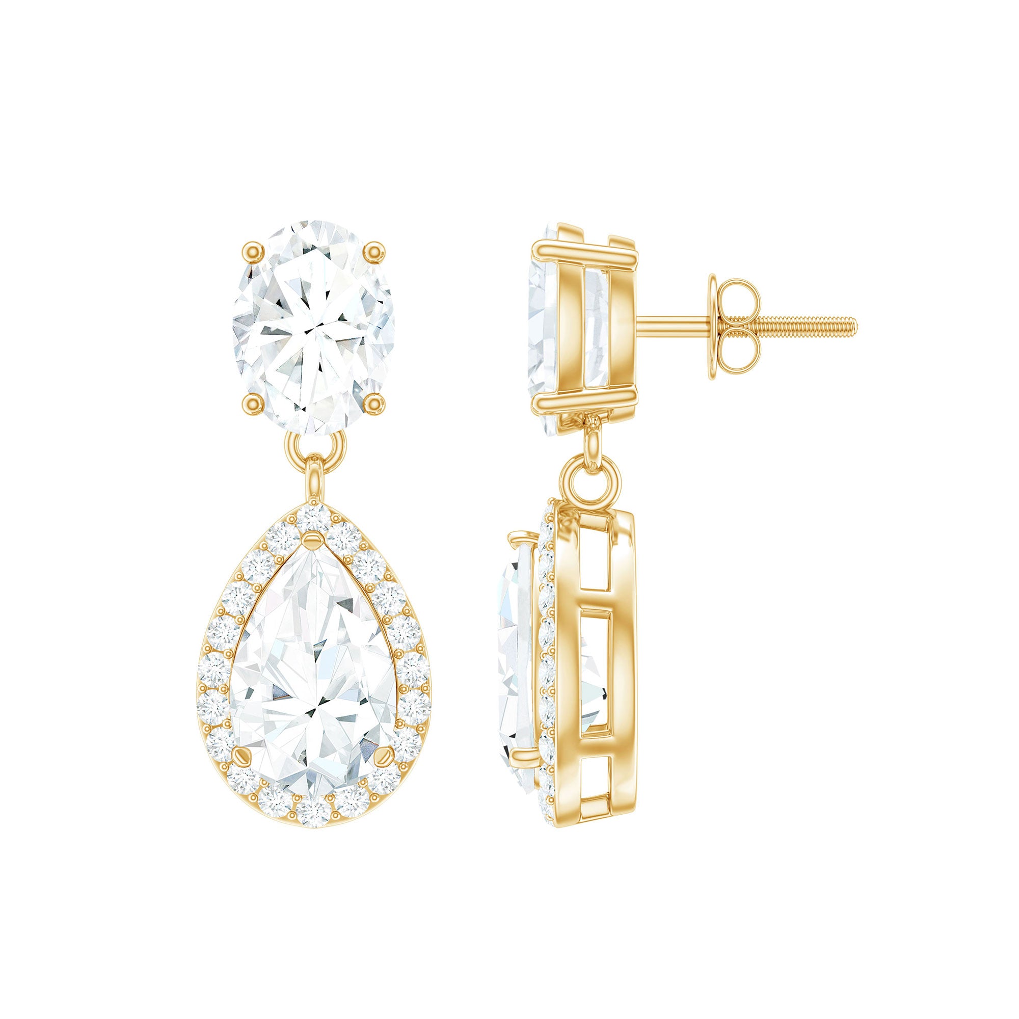 Certified Moissanite Teardrop Bridal Earrings D-VS1 - Rosec Jewels