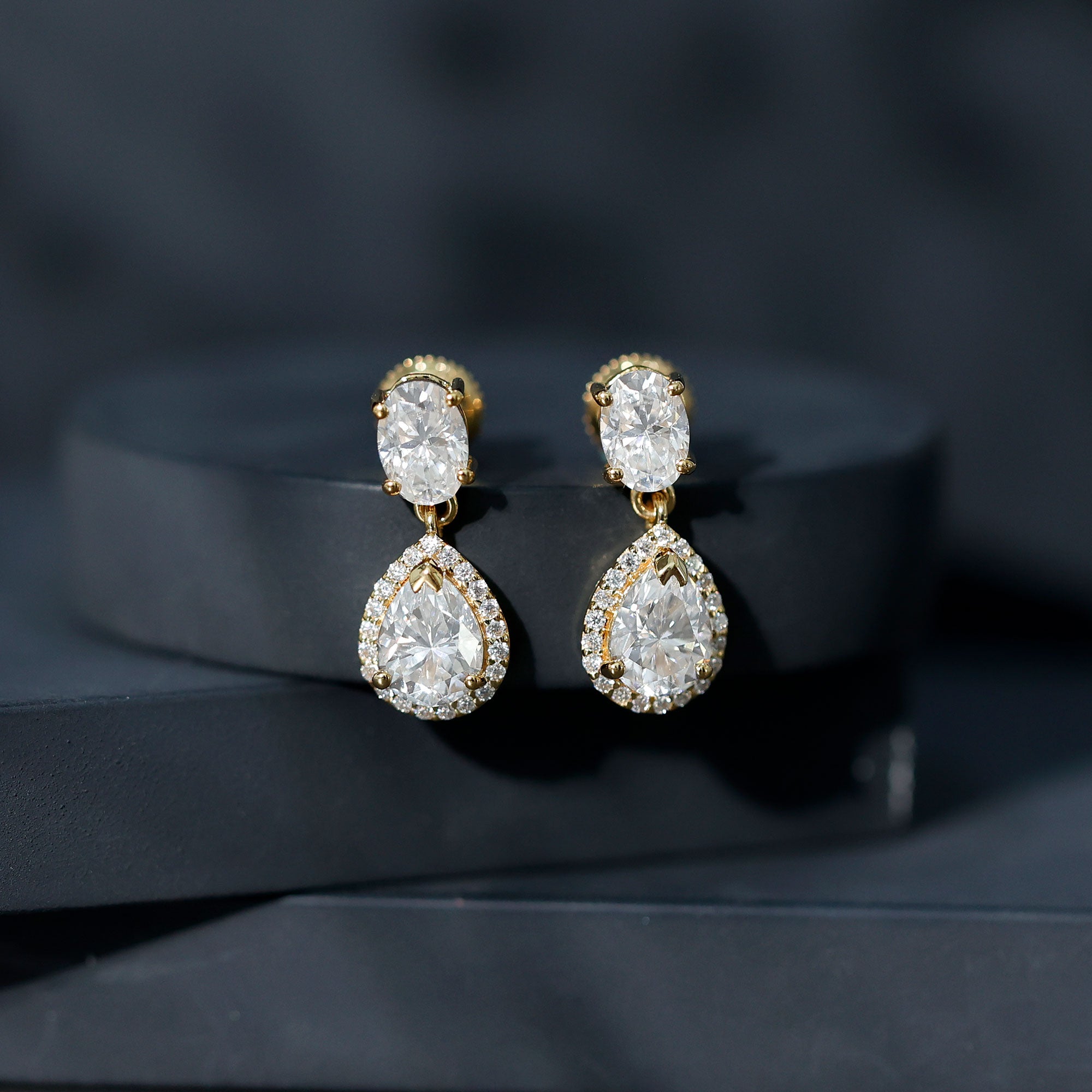 Certified Moissanite Teardrop Bridal Earrings D-VS1 - Rosec Jewels