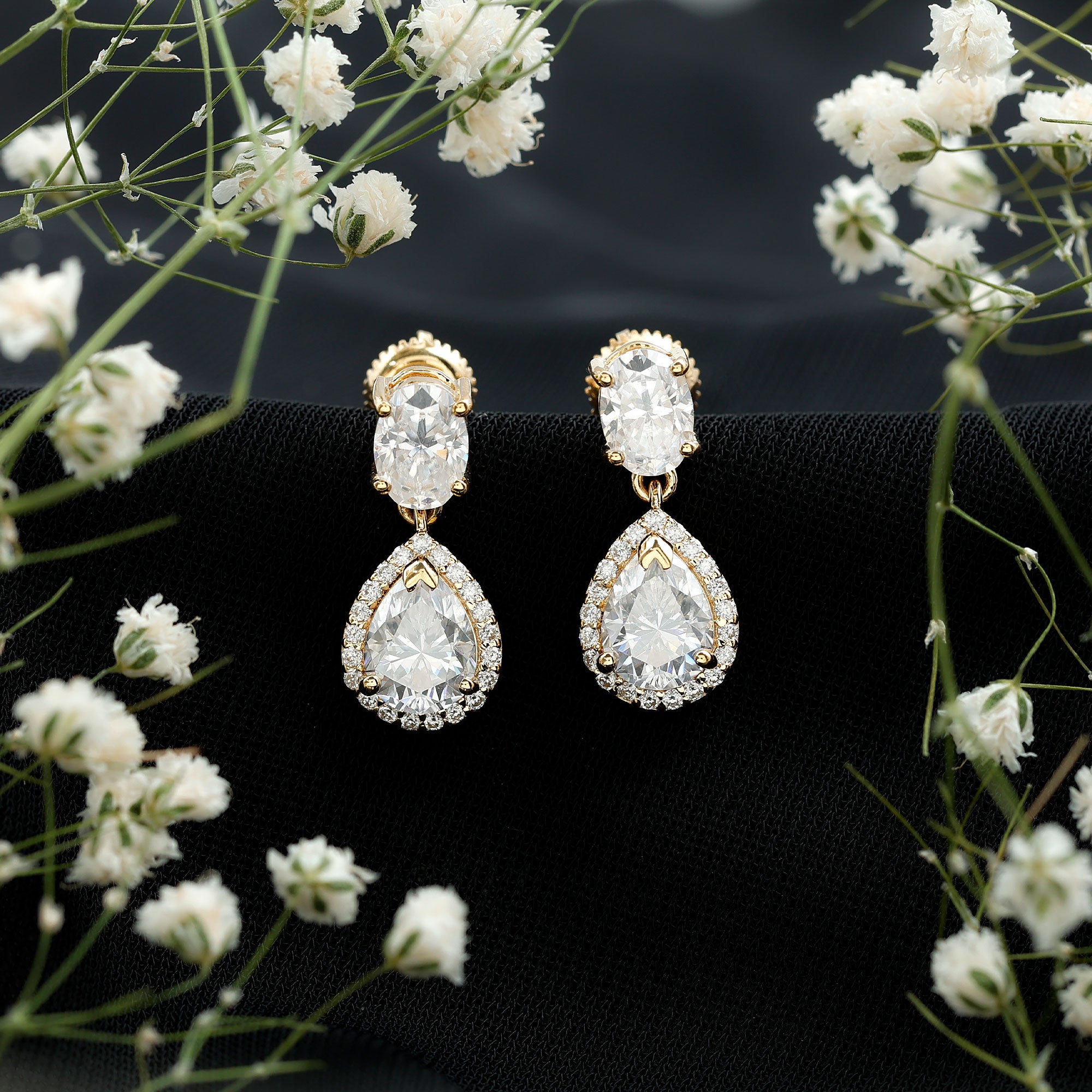 Certified Moissanite Teardrop Bridal Earrings D-VS1 - Rosec Jewels