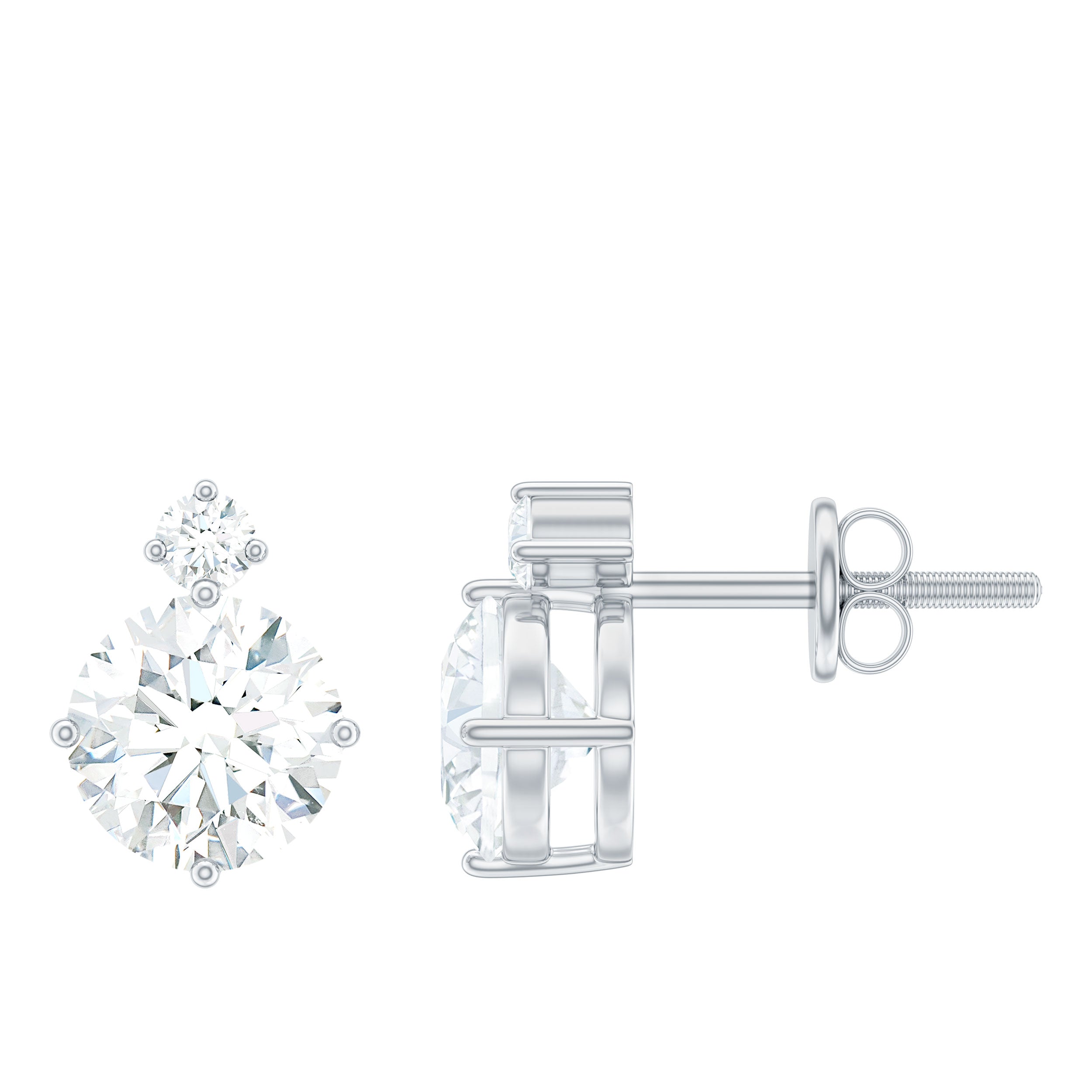 Simple Round Moissanite Solitaire Stud Earrings